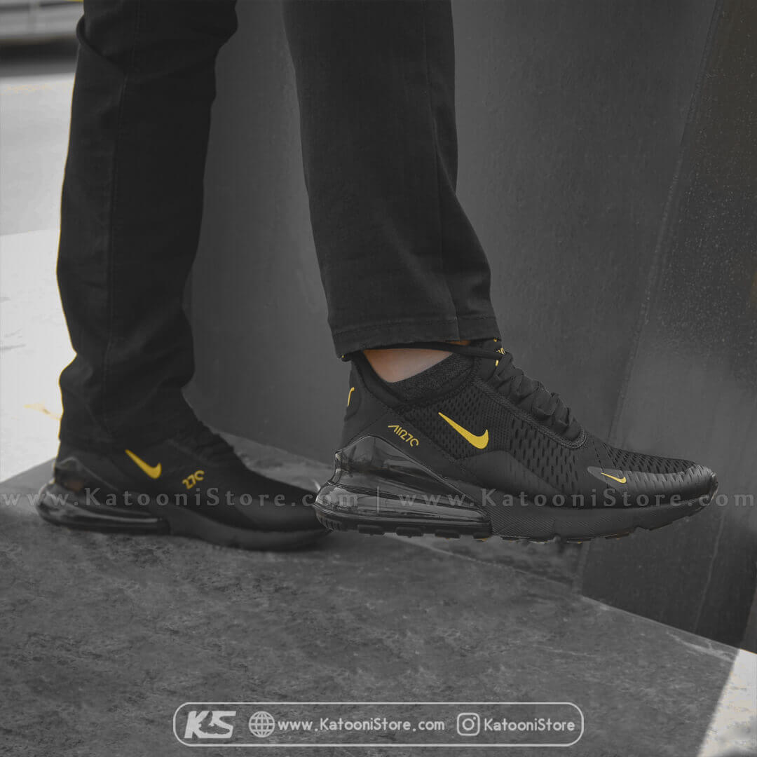 کفش اسپرت و کتونی نایک ایرمکس ۲۷۰ فلاینیت ( مشکی طلایی )- Nike Air Max 270 Flyknit ( Black Gold )